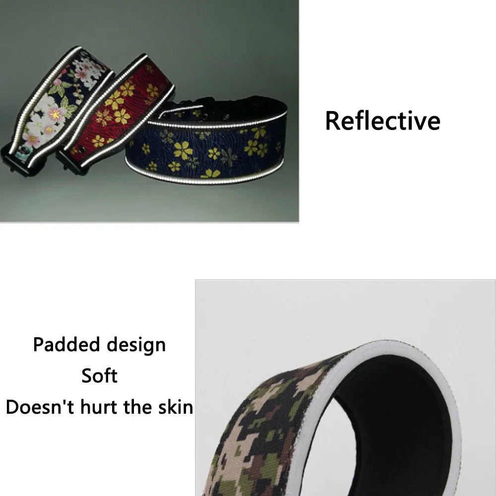 PAWS ASIA Factory Fancy Print Waterproof Thick Colorful Personalized Reflective Large Dog Collar