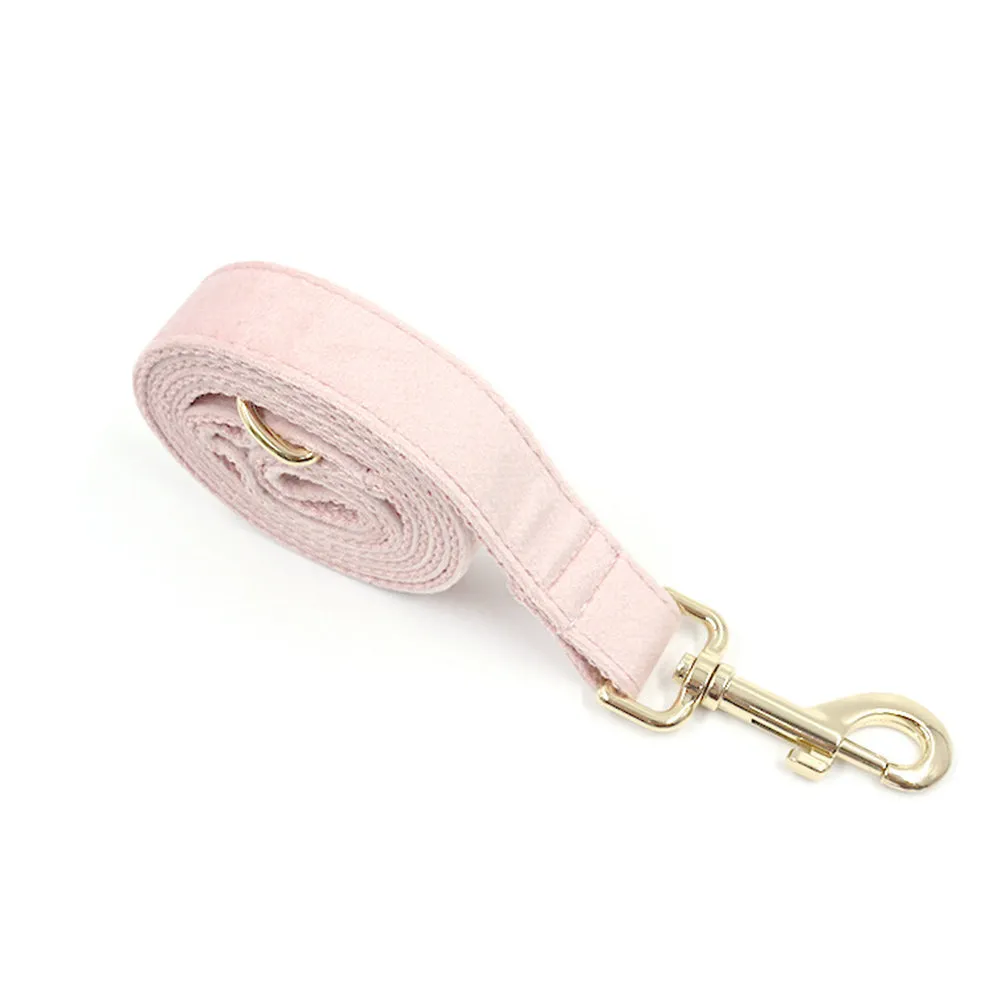 PAWS ASIA Manufacturers Luxury Short Fleece Engraved Dog Collar And Leash Set With Bow Tie And Poop Bag