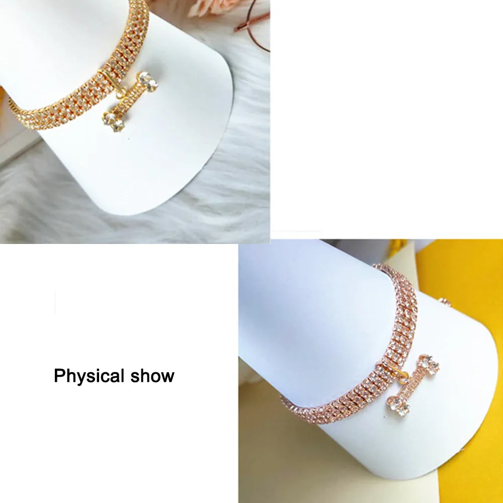PAWS ASIA Suppliers Luxury Cute Small Rhinestones Cat Collar Bling Necklace Puppy Dog