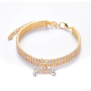 PAWS ASIA Suppliers Luxury Cute Small Rhinestones Cat Collar Bling Necklace Puppy Dog