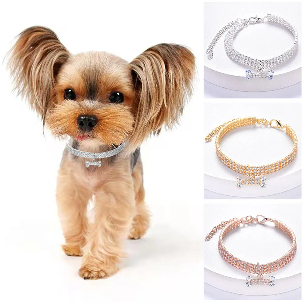 PAWS ASIA Suppliers Luxury Cute Small Rhinestones Cat Collar Bling Necklace Puppy Dog