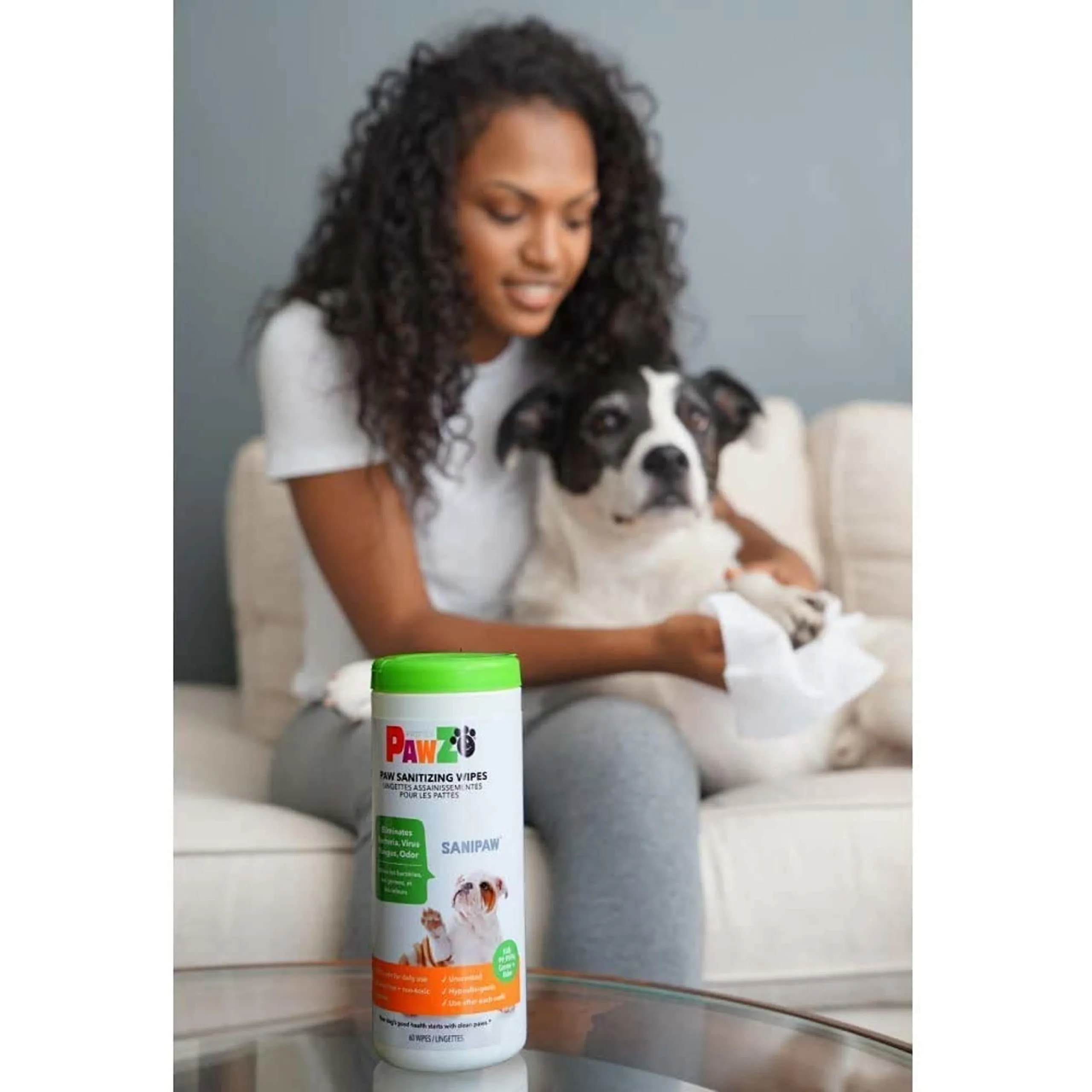 Pawz SaniPaw Santizing Paw Wipes for Cats and Dogs - 60 Count