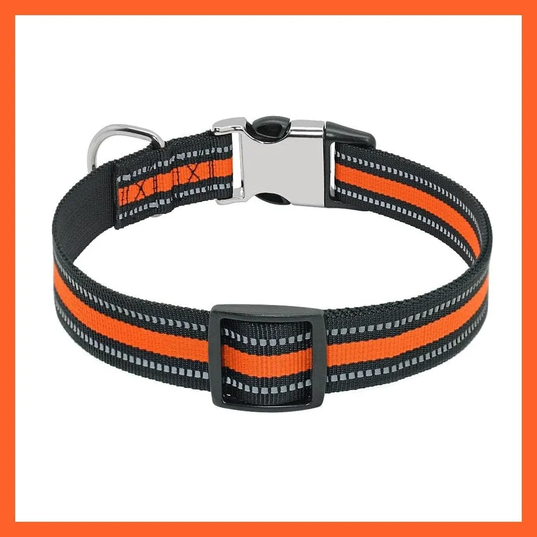 Personalized Reflective Nylon Dog Collar | Pet Dog Name Tag Customized Engraved Collar | For Small Medium Large Dogs