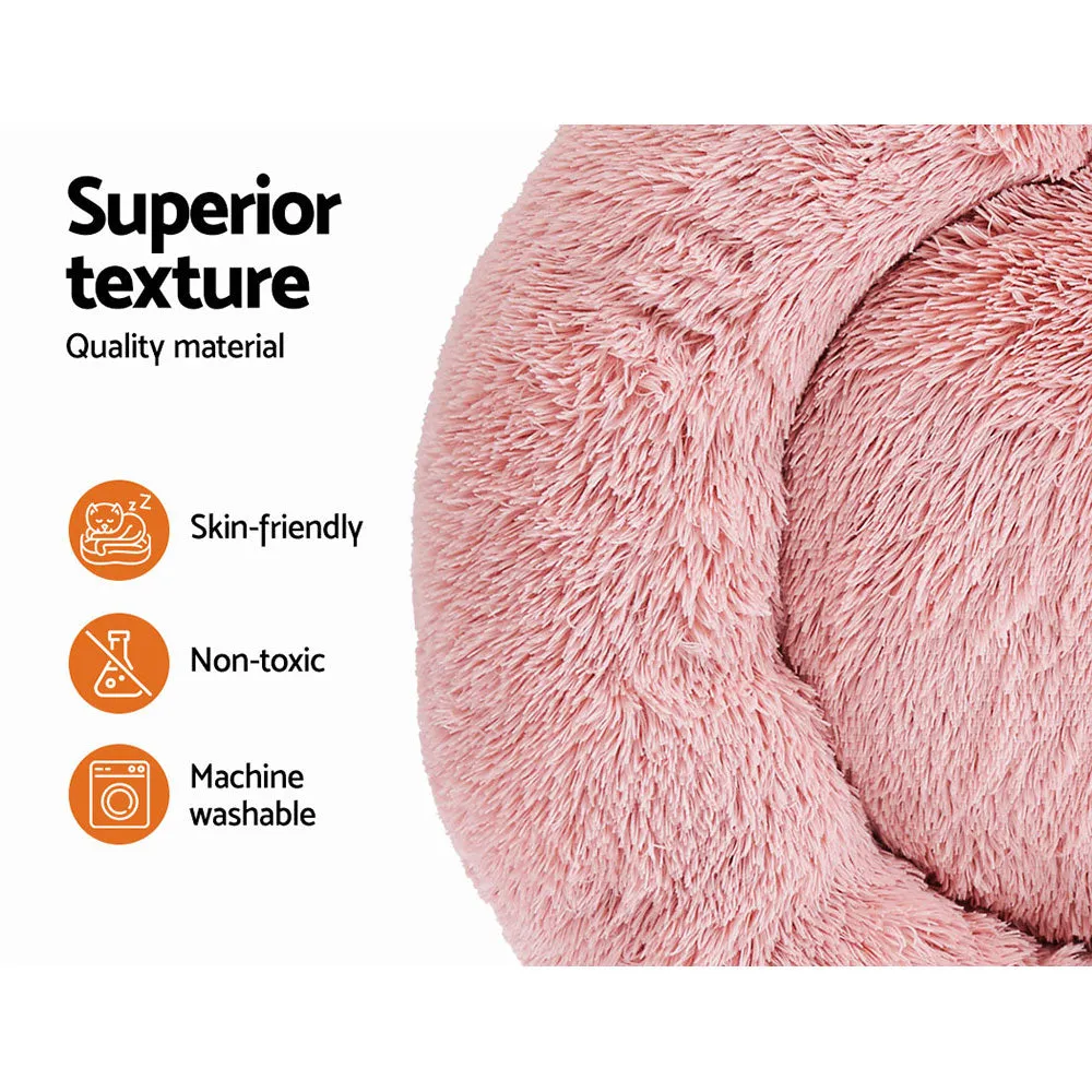 Pet Bed Dog Cat Calming Bed Large 90cm - Pink Sleeping Comfy Cave Washable