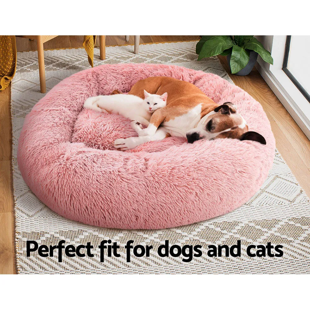 Pet Bed Dog Cat Calming Bed Large 90cm - Pink Sleeping Comfy Cave Washable