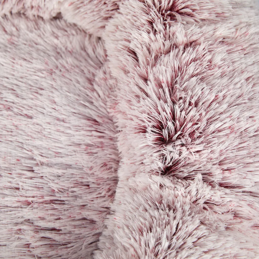 Pet Bed Donut Nest Calming Mat Soft Plush Kennel - Pink M