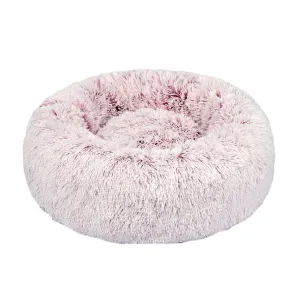 Pet Bed Donut Nest Calming Mat Soft Plush Kennel - Pink M