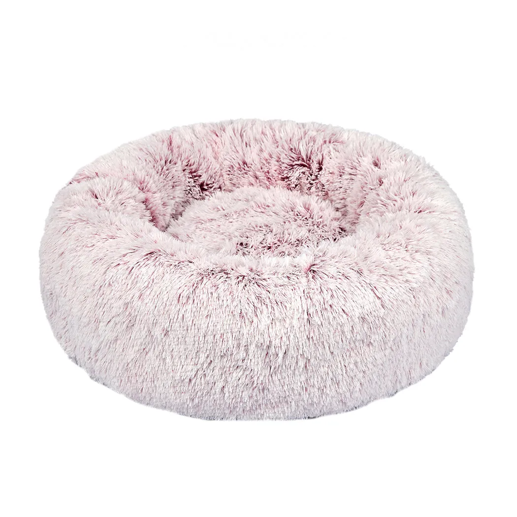 Pet Bed Donut Nest Calming Mat Soft Plush Kennel - Pink M
