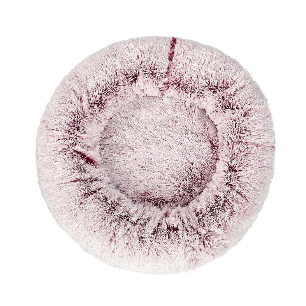 Pet Bed Donut Nest Calming Mat Soft Plush Kennel - Pink M