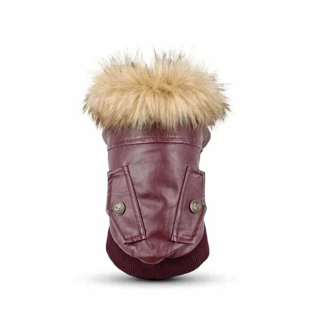 Pet Leather Jacket for Winter