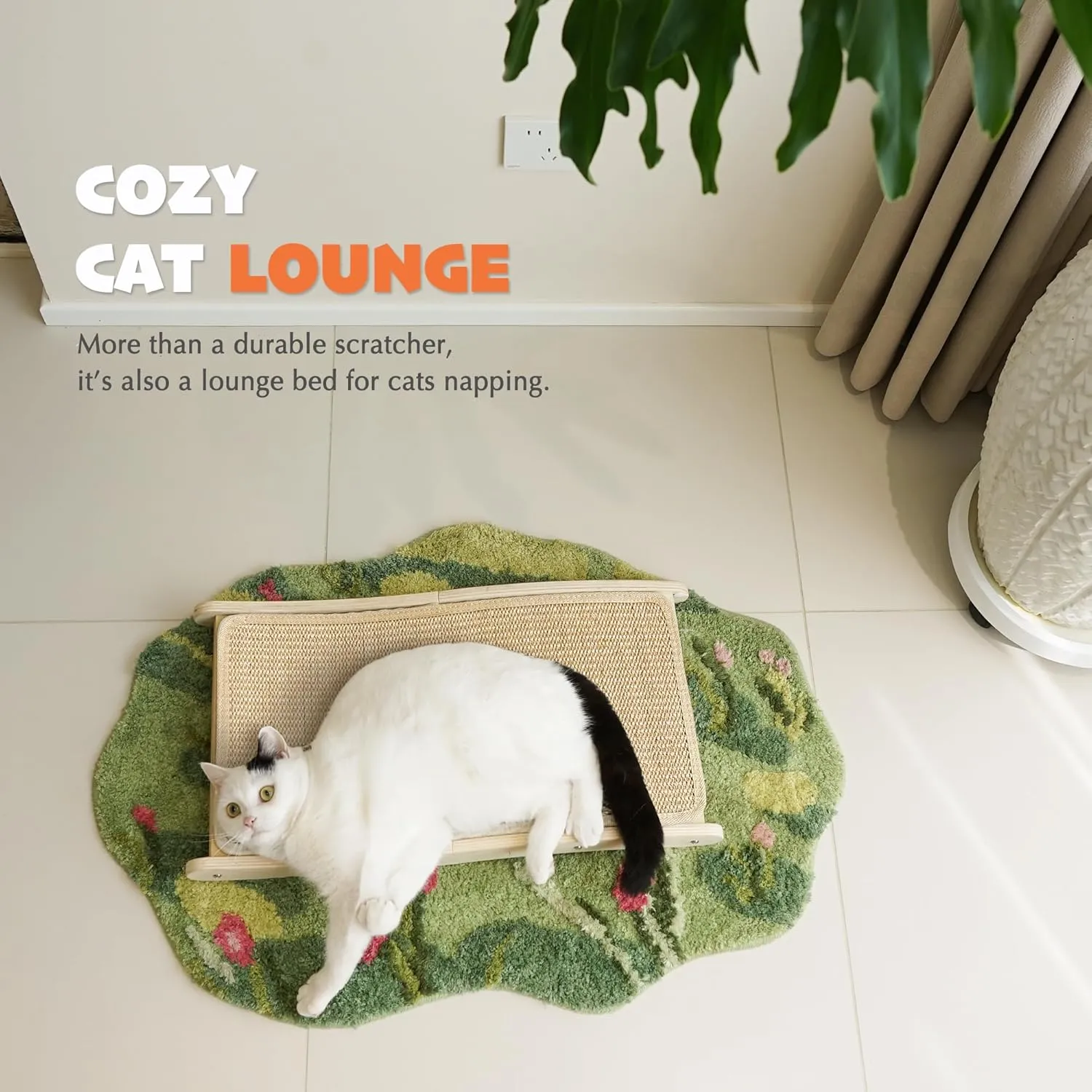 PETKARAY Sisal Cat Scratching Board, Curved Sisal Cat Scratcher, Large Indoor Kitty Scratch Pad, Heavy Duty Wave Lounge Bed for Kitten