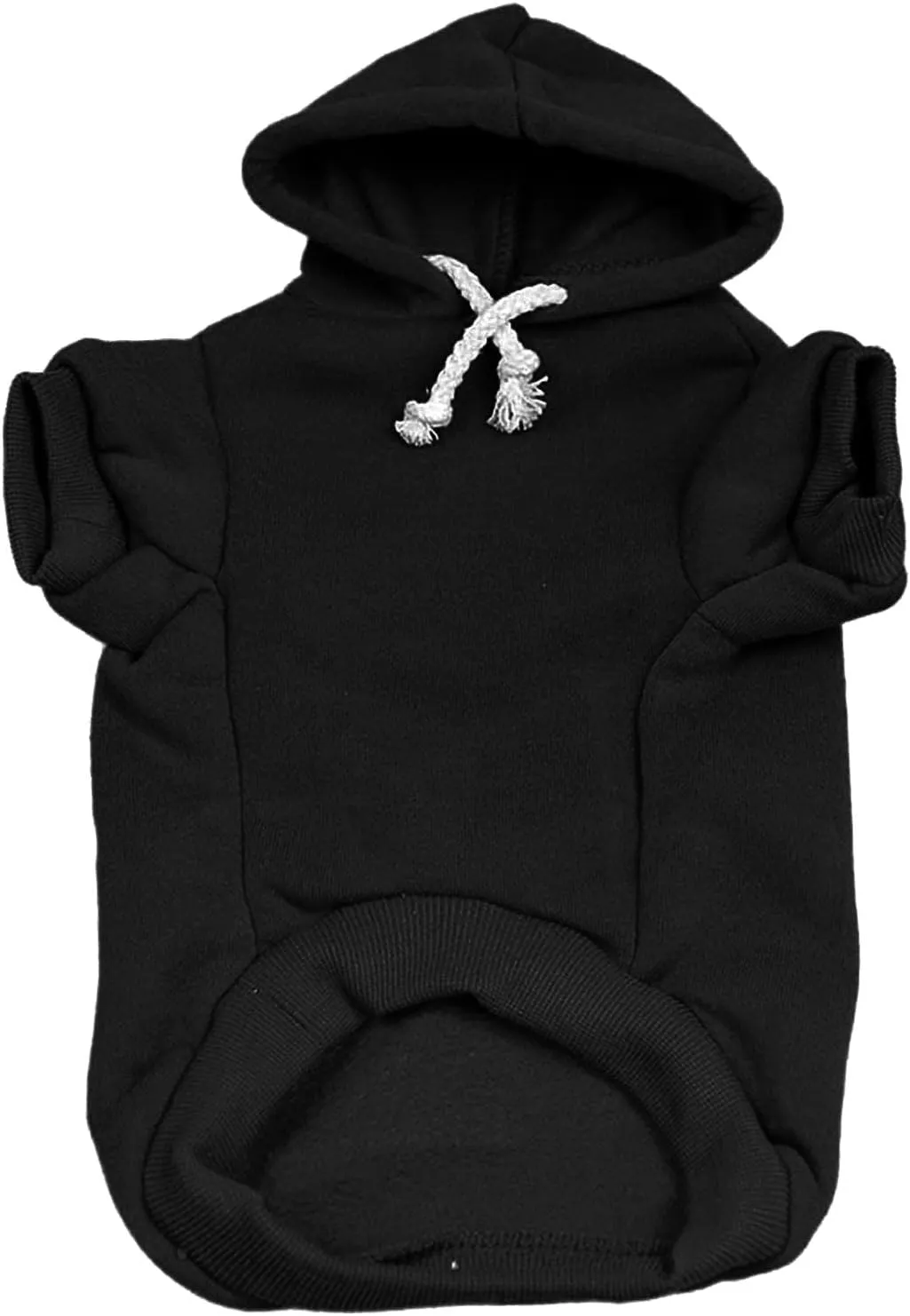 Pit Crew Dog Hoodie Fleece Lined Pullover Sweatshirt with Leash Hole (Black, 2X-Large 49)