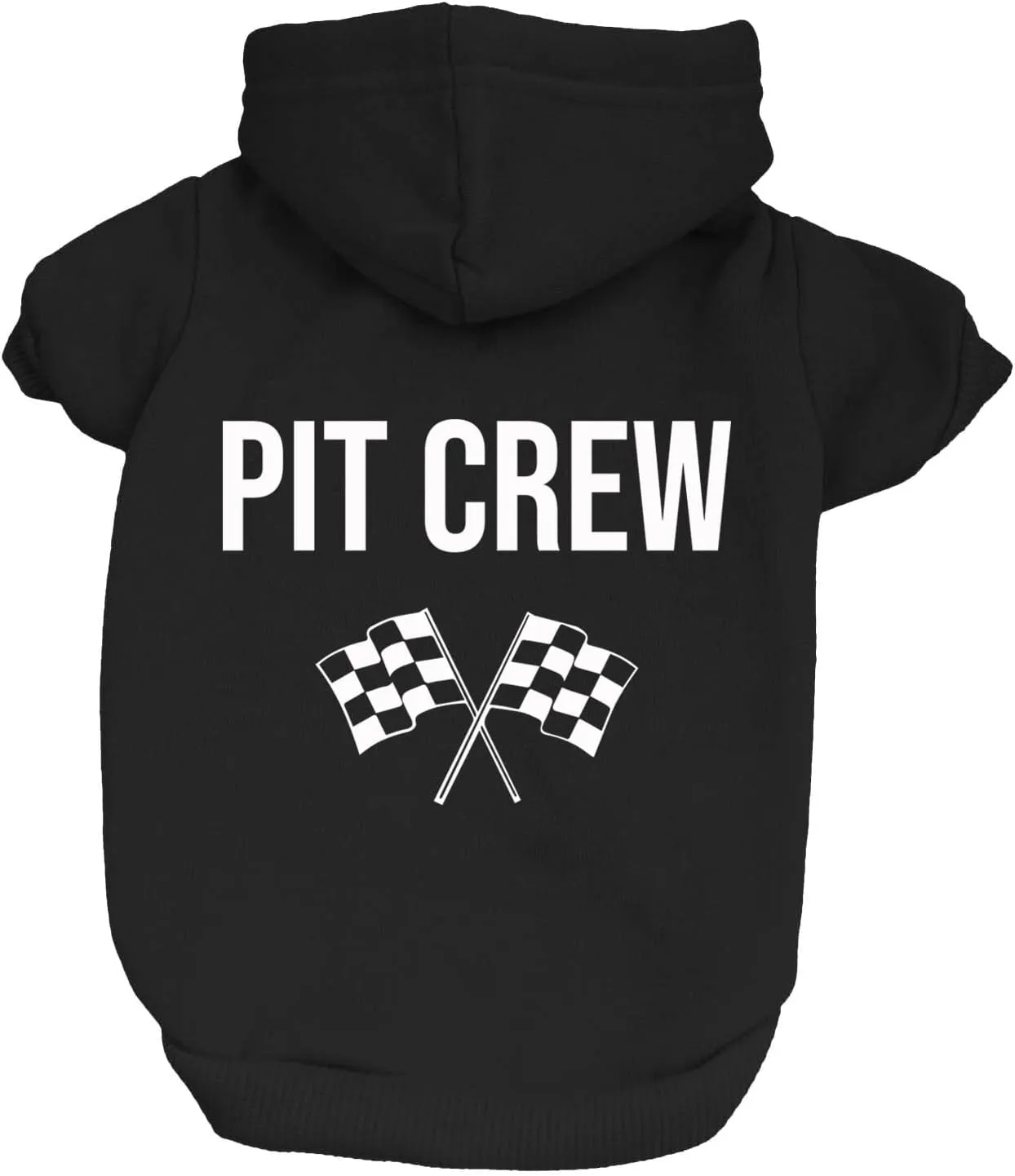 Pit Crew Dog Hoodie Fleece Lined Pullover Sweatshirt with Leash Hole (Black, 2X-Large 49)