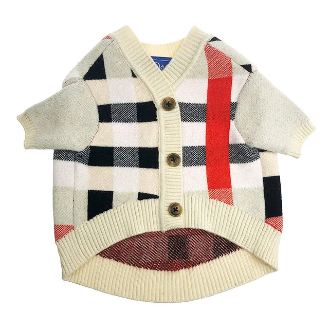 Plaid Dog Cardigan Sweater