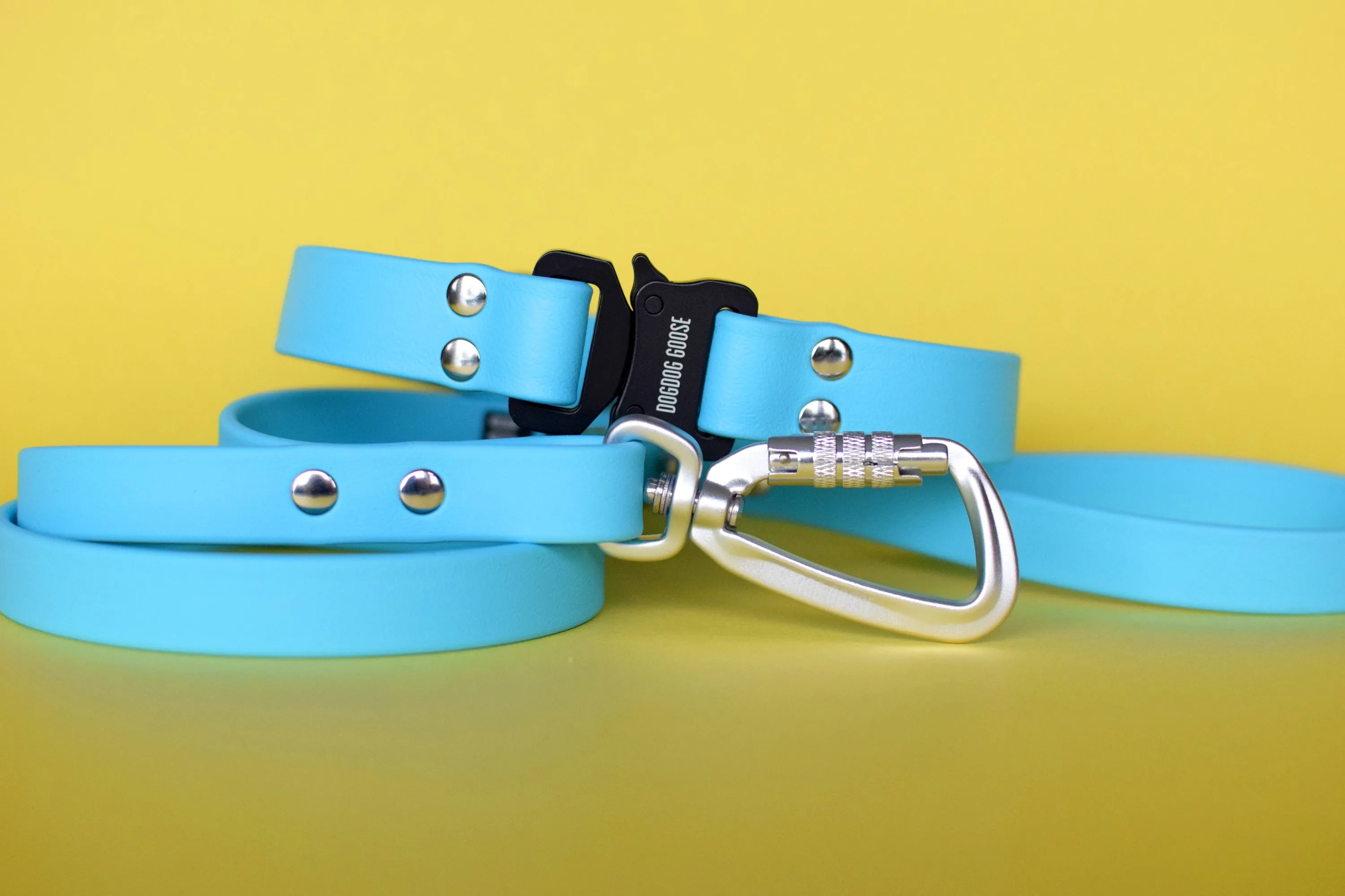 PREMADE COLLECTION - Baby Blue & Nickel Biothane Dog Collar