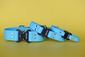 PREMADE COLLECTION - Baby Blue & Nickel Biothane Dog Collar