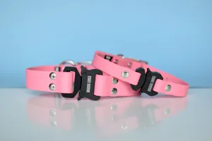 PREMADE COLLECTION - Pastel Pink & Nickel Biothane Dog Collar