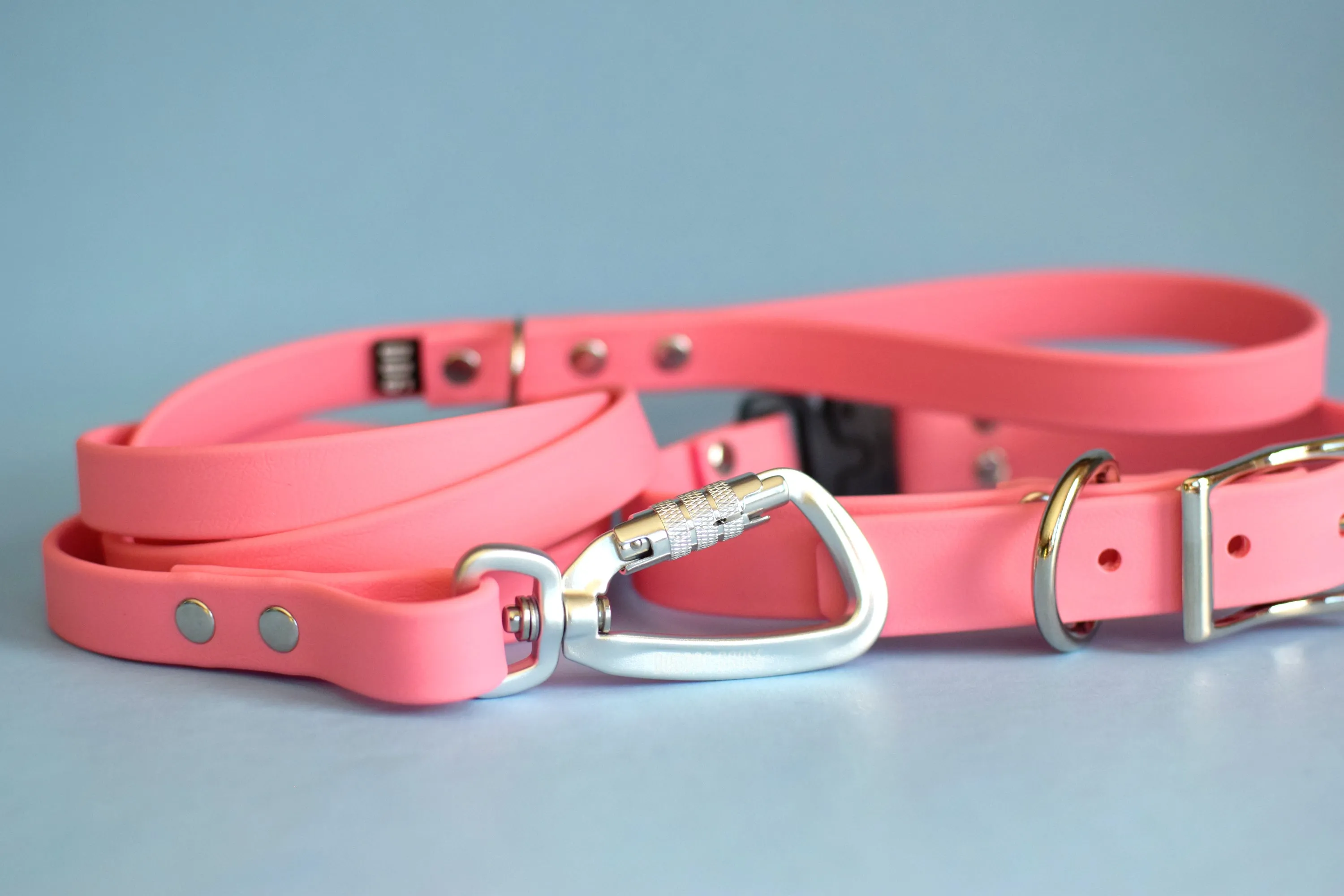 PREMADE COLLECTION - Pastel Pink & Nickel Biothane Dog Collar