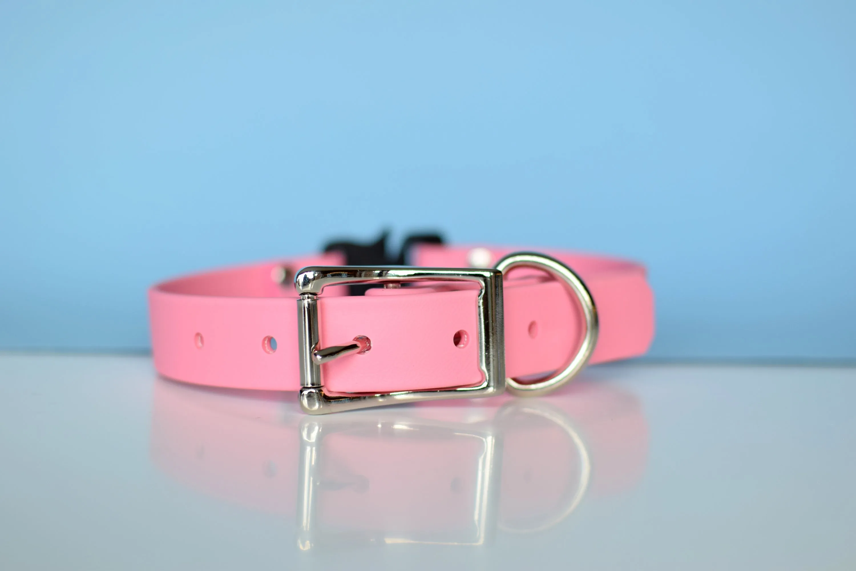 PREMADE COLLECTION - Pastel Pink & Nickel Biothane Dog Collar
