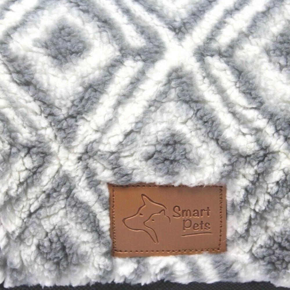 Printed Sherpa Pet Bed | 86 x 56 x 5cm