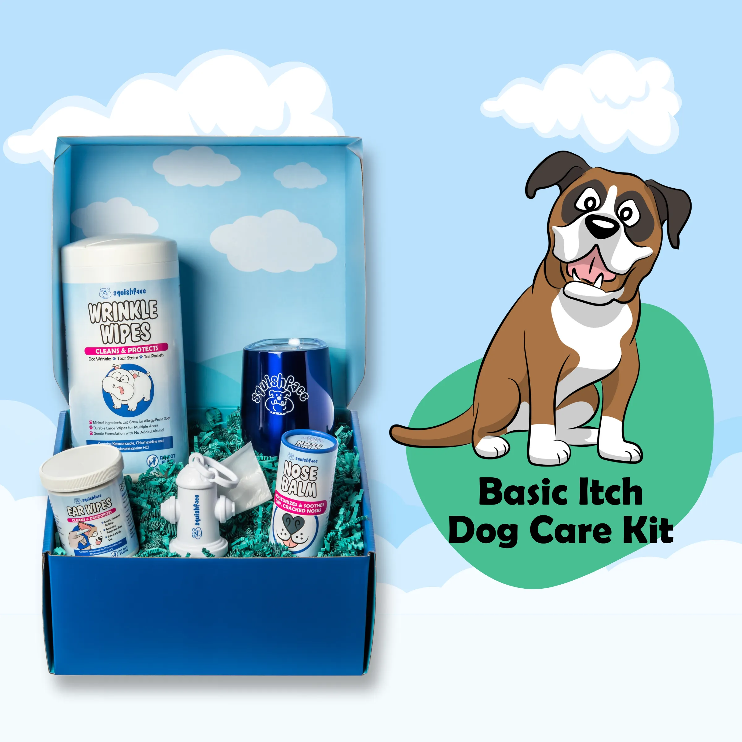 "Basic Itch" Care Kit - Squishface Essentials Gift Set for Any Dog!