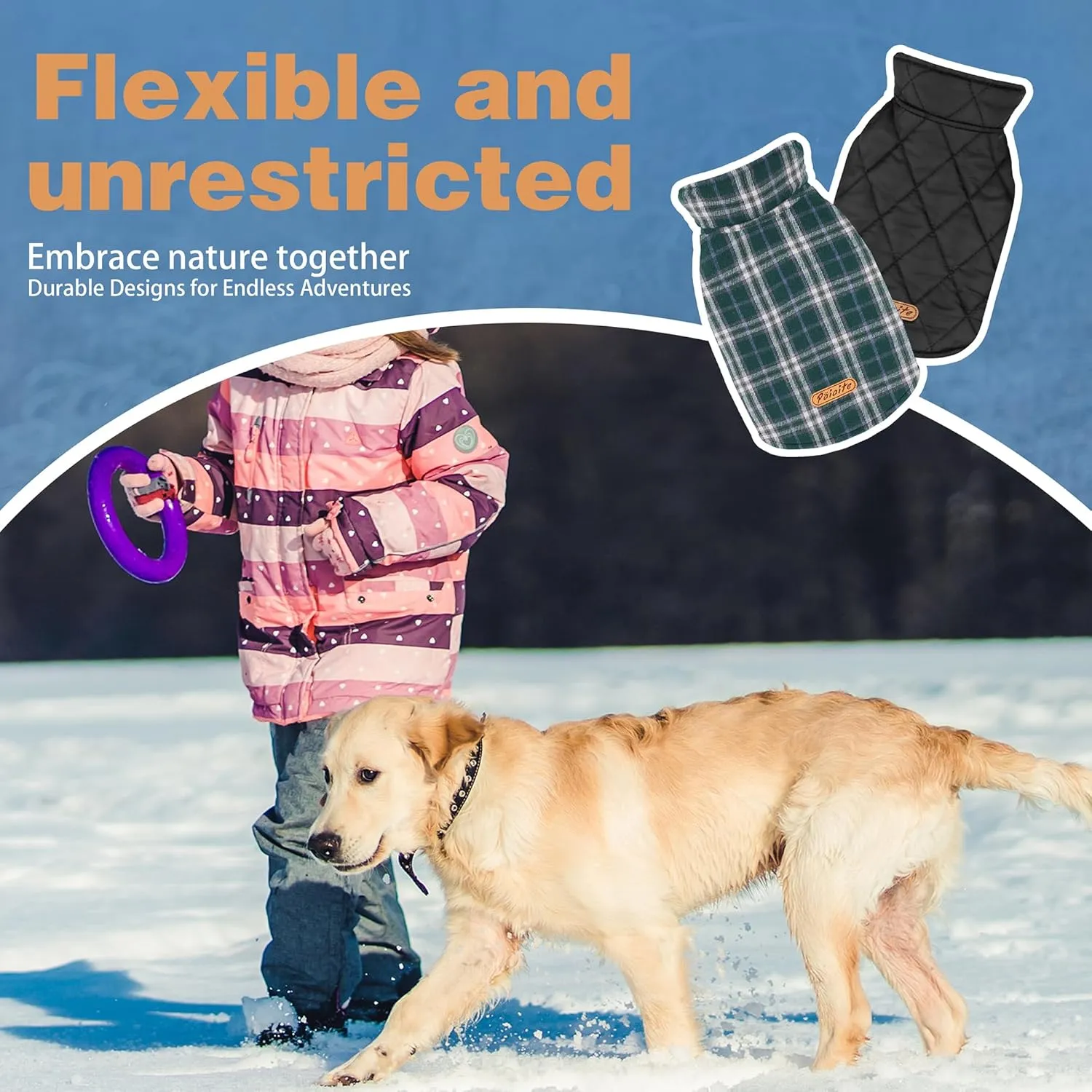 Reversible Warm Dog Coat with Hook and Loop Tape Straps: British-Style Plaid Jacket for Winter, Cozy Cold-Weather Vest for Small, Medium & Large Dogs C Ideal for Snow and Outdoor Adventures Green XS