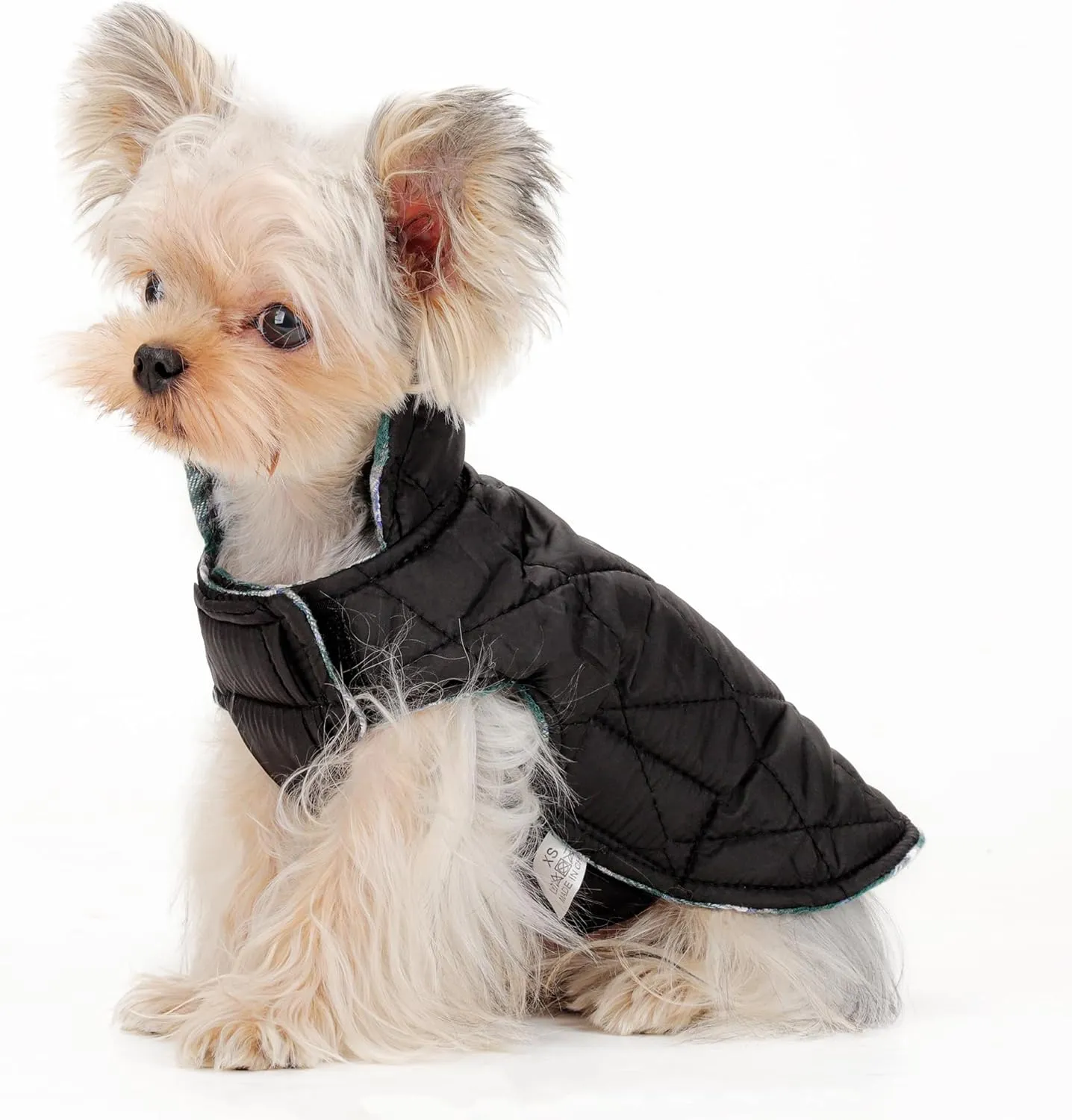 Reversible Warm Dog Coat with Hook and Loop Tape Straps: British-Style Plaid Jacket for Winter, Cozy Cold-Weather Vest for Small, Medium & Large Dogs C Ideal for Snow and Outdoor Adventures Green XS