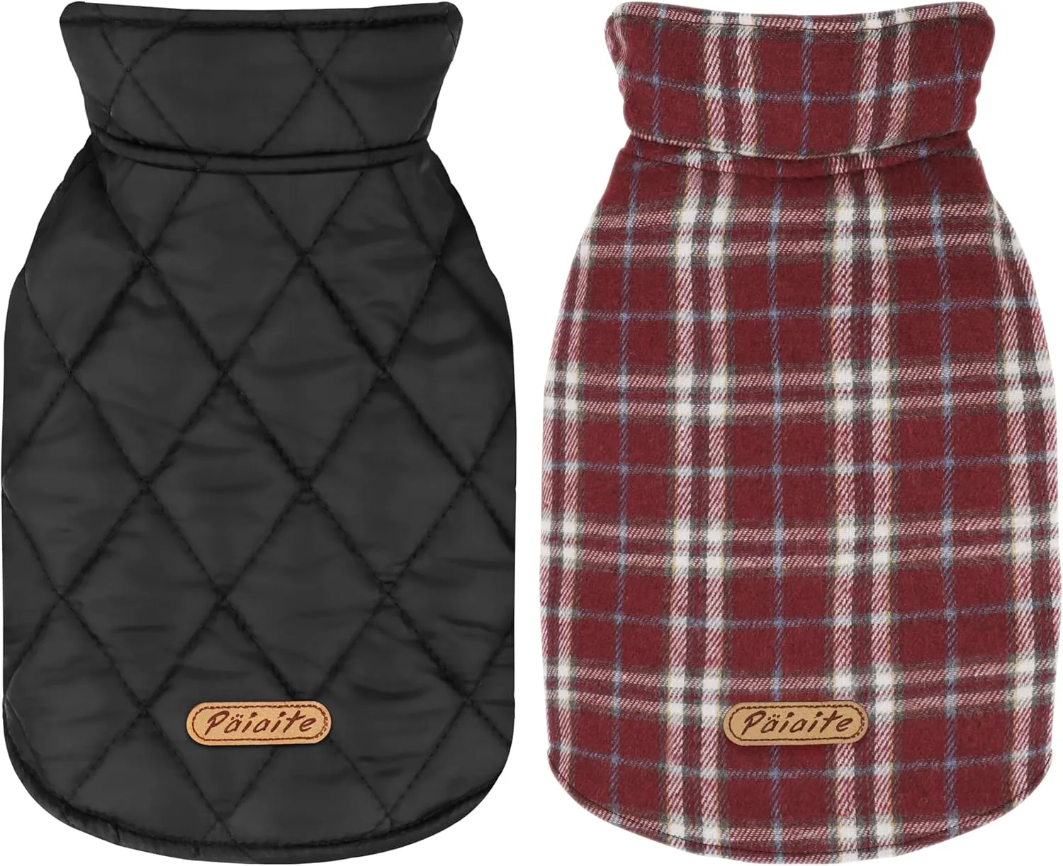 Reversible Warm Dog Coat with Hook and Loop Tape Straps: British-Style Plaid Jacket for Winter, Cozy Cold-Weather Vest for Small, Medium & Large Dogs C Ideal for Snow and Outdoor Adventures Red XS