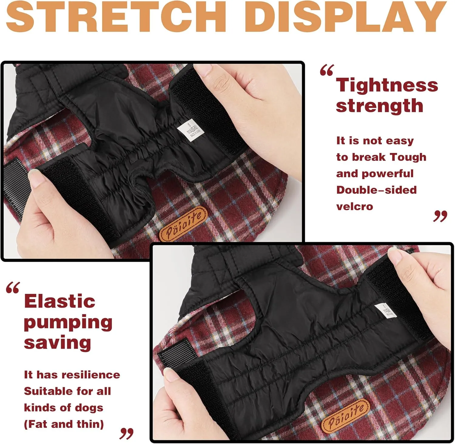 Reversible Warm Dog Coat with Hook and Loop Tape Straps: British-Style Plaid Jacket for Winter, Cozy Cold-Weather Vest for Small, Medium & Large Dogs C Ideal for Snow and Outdoor Adventures Red XS
