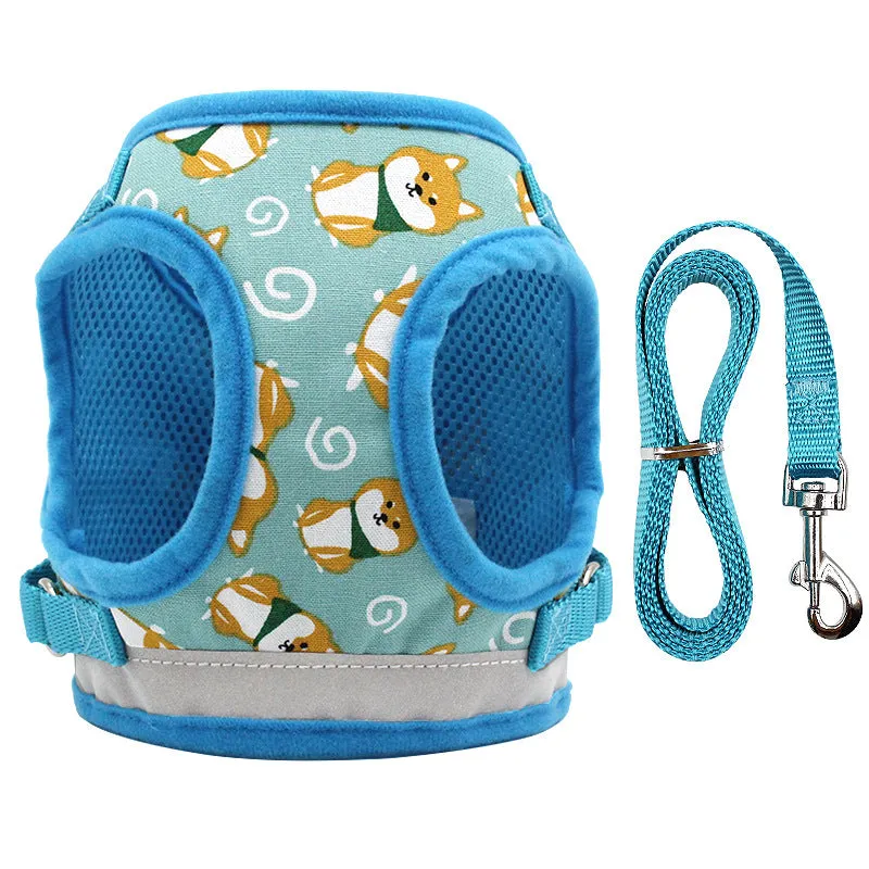 Shiba Inu pattern Dog leash reflective pet collar 1.5m