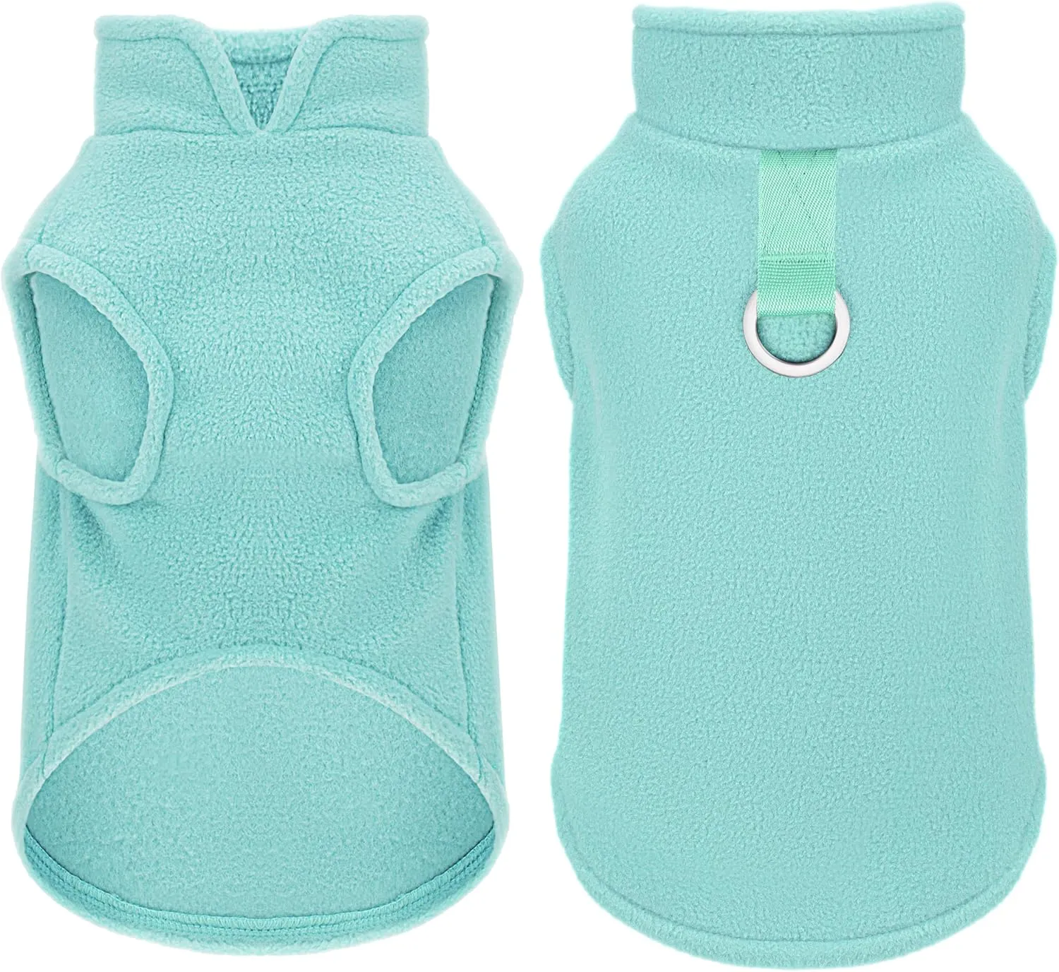 Sleeveless Pullover Fleece Vest for Small Dogs: Cozy Polyester Dog Jacket, Tank Top Sweater with Leash Ring and Armholes C Soft, Warm, and Easy-to-Wear Design for Everyday Comfort Turquoise M