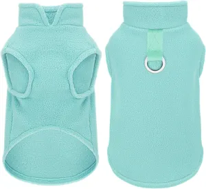 Sleeveless Pullover Fleece Vest for Small Dogs: Cozy Polyester Dog Jacket, Tank Top Sweater with Leash Ring and Armholes C Soft, Warm, and Easy-to-Wear Design for Everyday Comfort Turquoise M