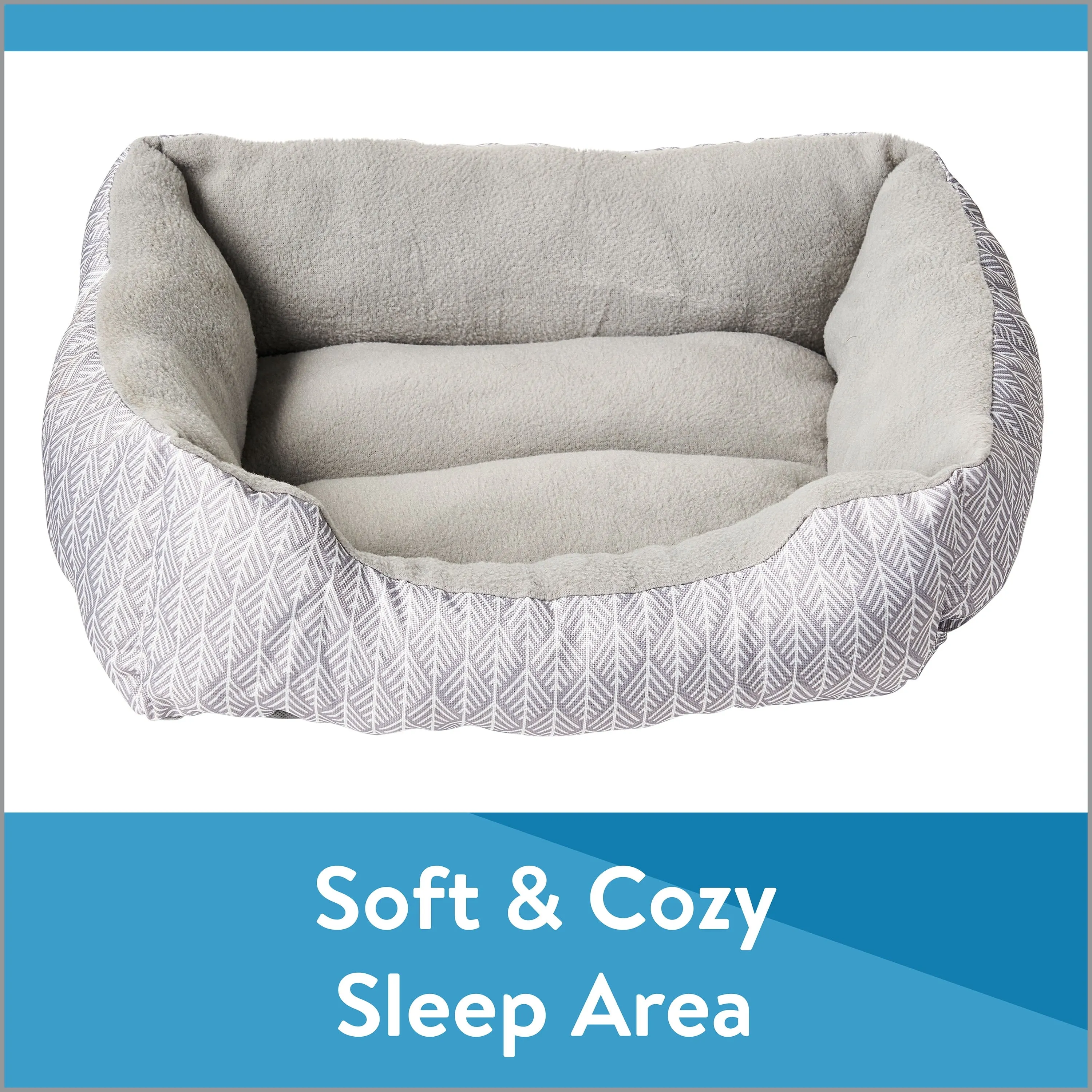 Small Cuddler Dog Cat Puppy Kitten Pet Bed, Gray, 19”x15”, Typically up to 25 Lb
