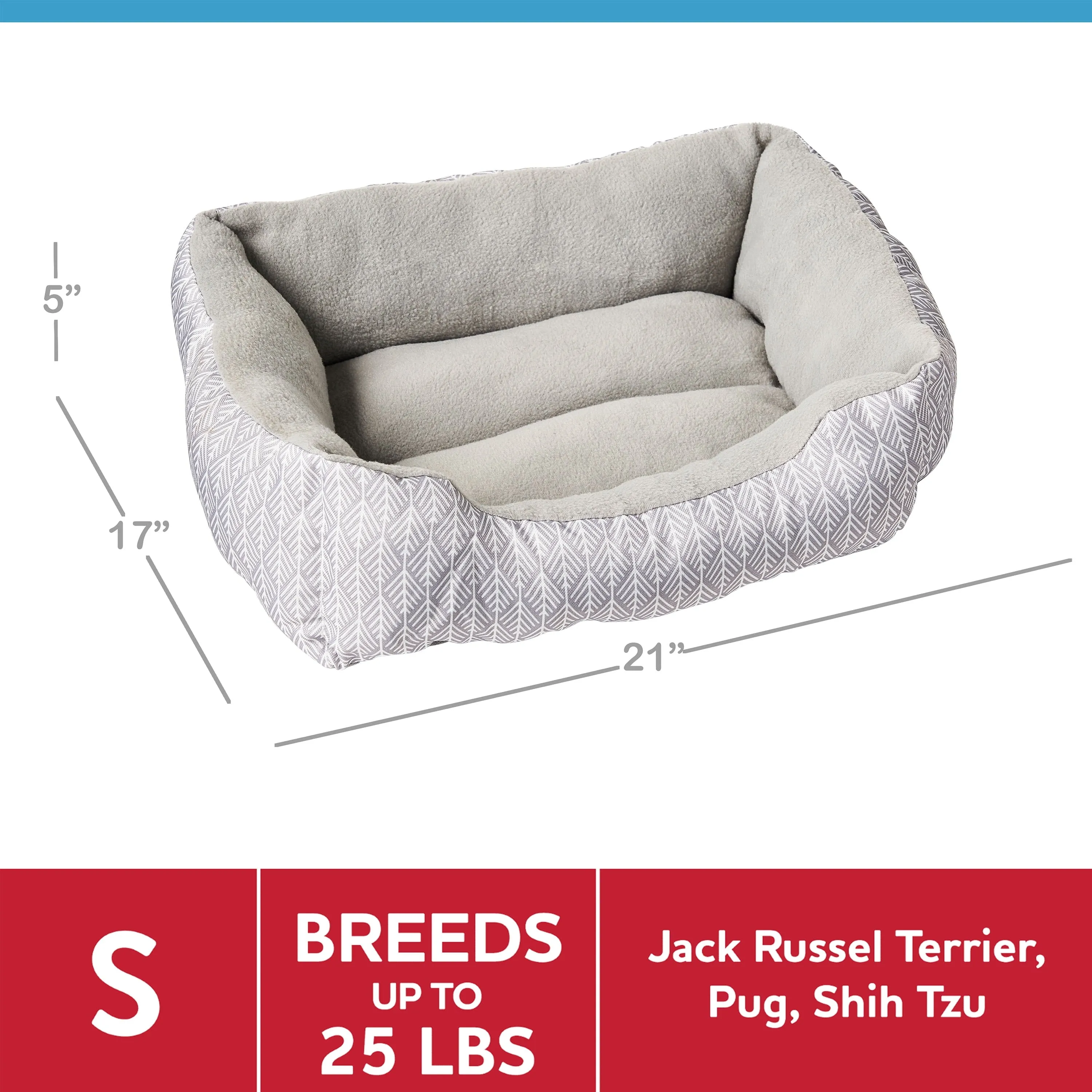 Small Cuddler Dog Cat Puppy Kitten Pet Bed, Gray, 19”x15”, Typically up to 25 Lb