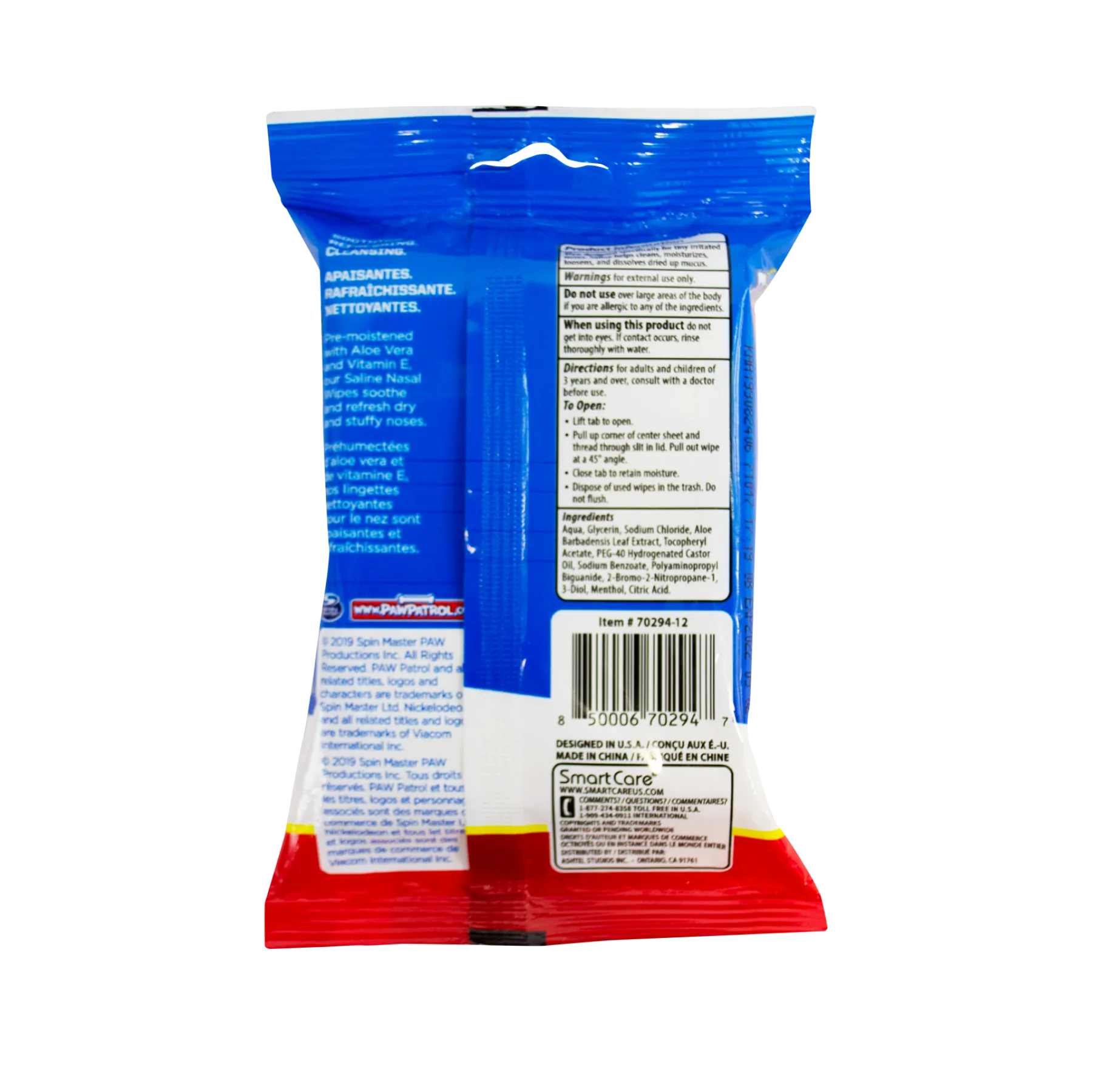 Smart Care Paw Patrol Saline Nasal Wipes 25 Count