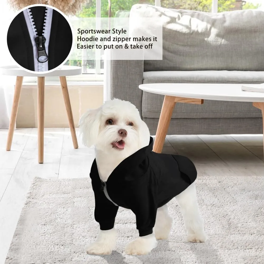 Soft Dog Sweatshirt, Warm Fleece Dog Hoodie for Small Medium Dogs - Winter sweater with pocket for puppy, cat and dog, Hooded Coat Apparel Outfit