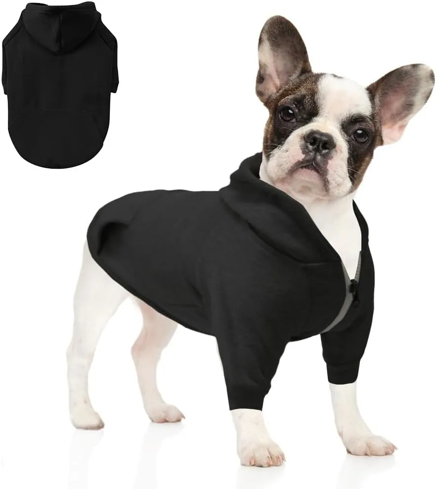 Soft Dog Sweatshirt, Warm Fleece Dog Hoodie for Small Medium Dogs - Winter sweater with pocket for puppy, cat and dog, Hooded Coat Apparel Outfit