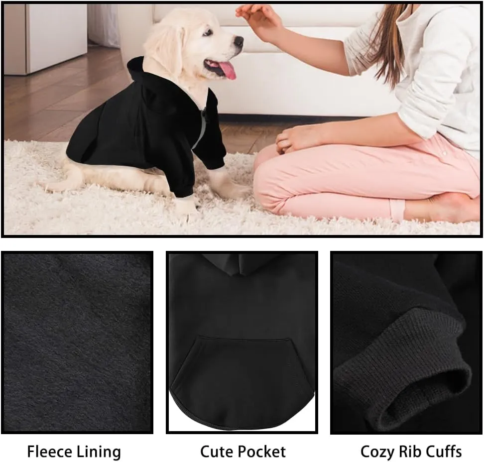 Soft Dog Sweatshirt, Warm Fleece Dog Hoodie for Small Medium Dogs - Winter sweater with pocket for puppy, cat and dog, Hooded Coat Apparel Outfit