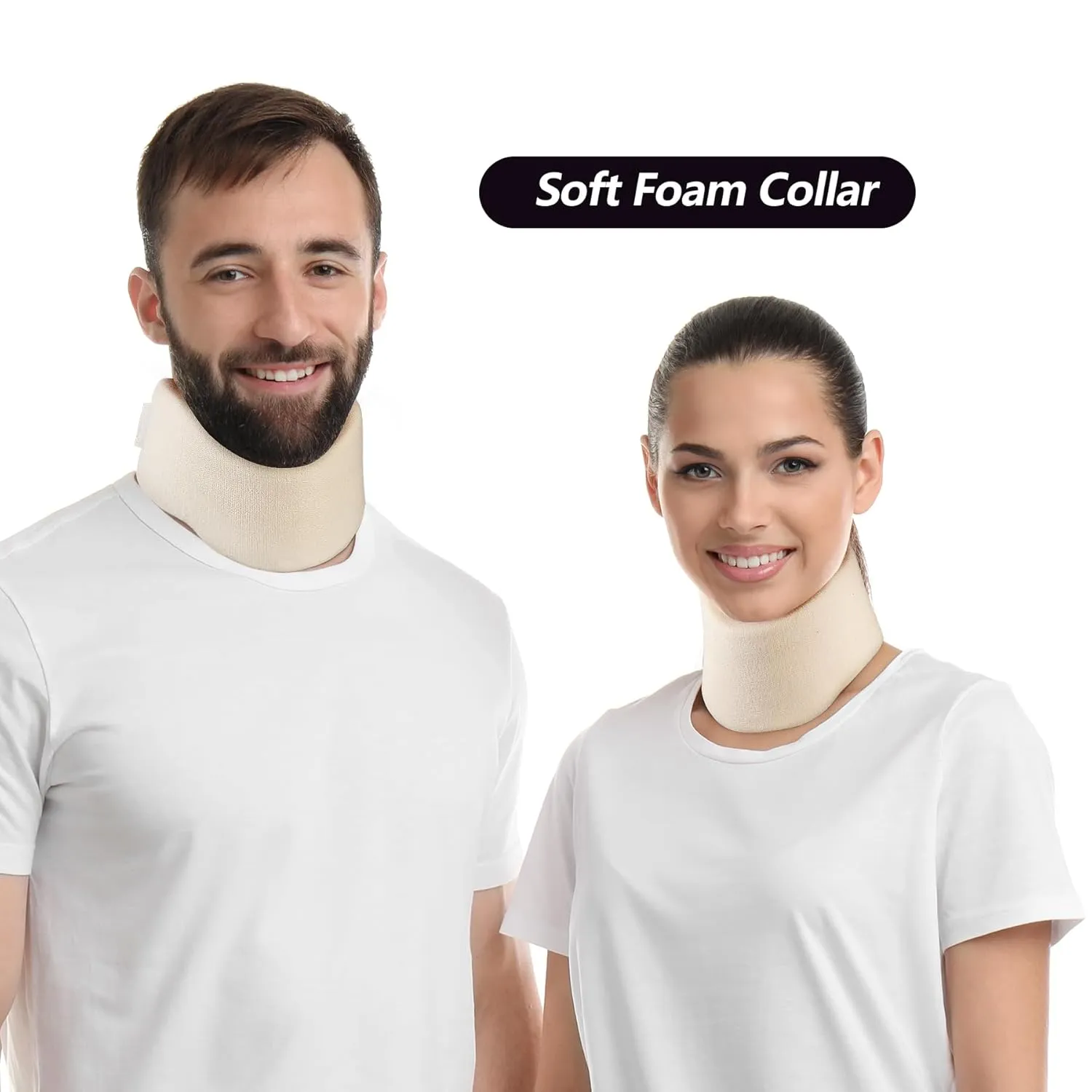 Soft Foam Neck Brace Universal Cervical Collar, Adjustable Neck Support Brace for Sleeping - Relieves Neck Pain and Spine Pressure, Neck Collar After Whiplash or Injury (2.5" Depth Collar, L)