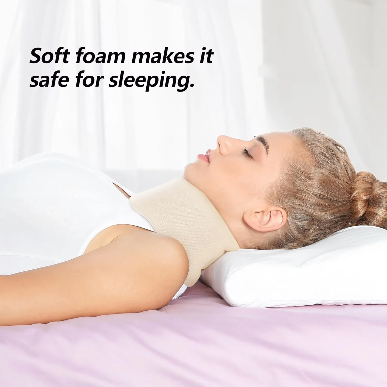 Soft Foam Neck Brace Universal Cervical Collar, Adjustable Neck Support Brace for Sleeping - Relieves Neck Pain and Spine Pressure, Neck Collar After Whiplash or Injury (2.5" Depth Collar, L)