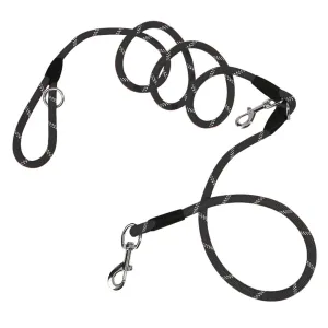 SOGA 220cm Multifunction Hands Free Rope Pet Cat Dog Puppy Double Ended Leash for Walking Training Tracking Obedience Black