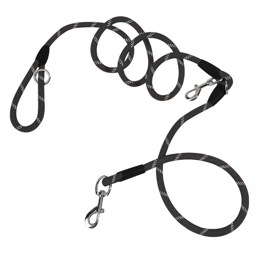 SOGA 220cm Multifunction Hands Free Rope Pet Cat Dog Puppy Double Ended Leash for Walking Training Tracking Obedience Black