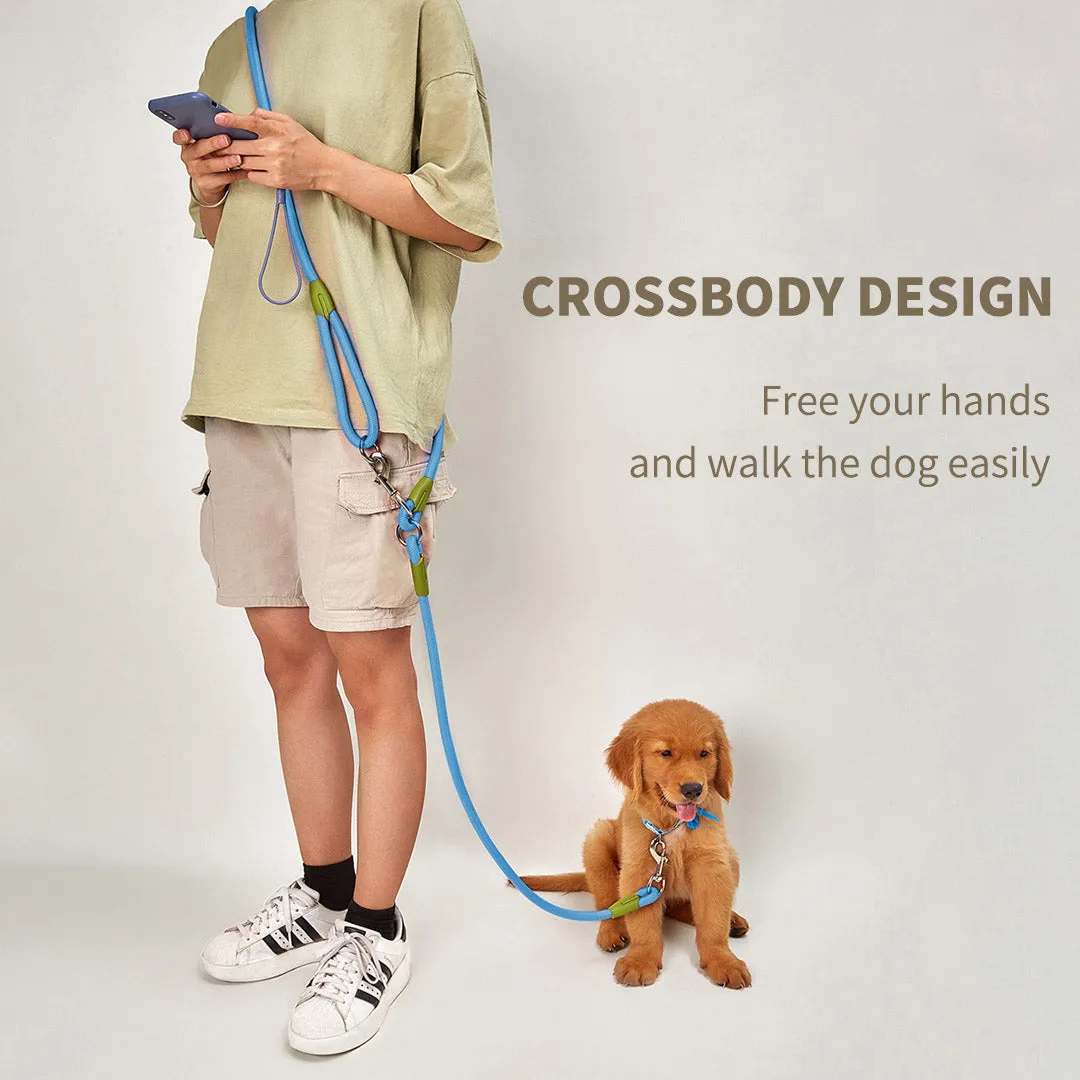 SOGA 220cm Multifunction Hands Free Rope Pet Cat Dog Puppy Double Ended Leash for Walking Training Tracking Obedience Blue