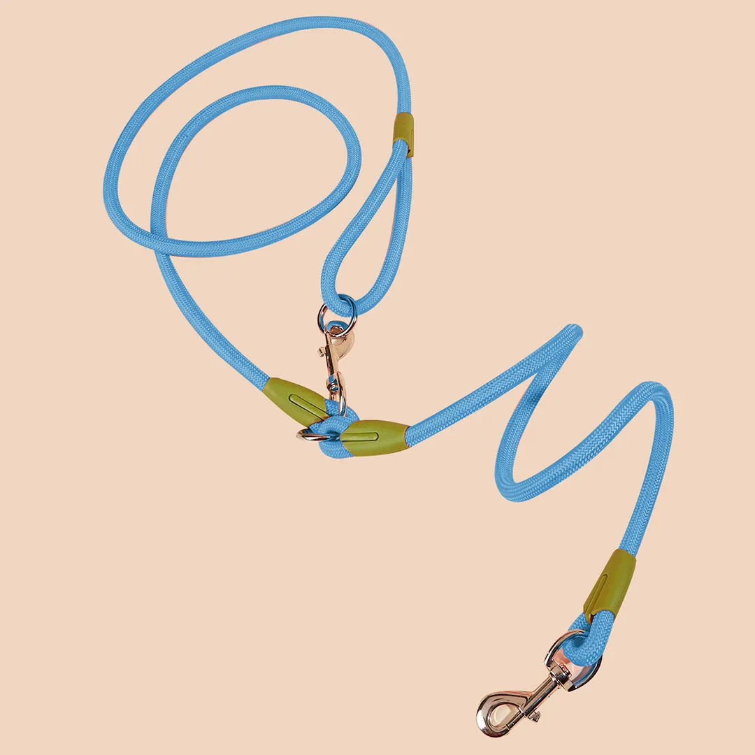 SOGA 220cm Multifunction Hands Free Rope Pet Cat Dog Puppy Double Ended Leash for Walking Training Tracking Obedience Blue