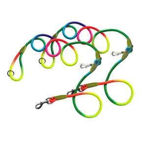 SOGA 2X 220cm Multifunction Hands Free Rope Pet Cat Dog Puppy Double Ended Leash for Walking Training Tracking Obedience Rainbow