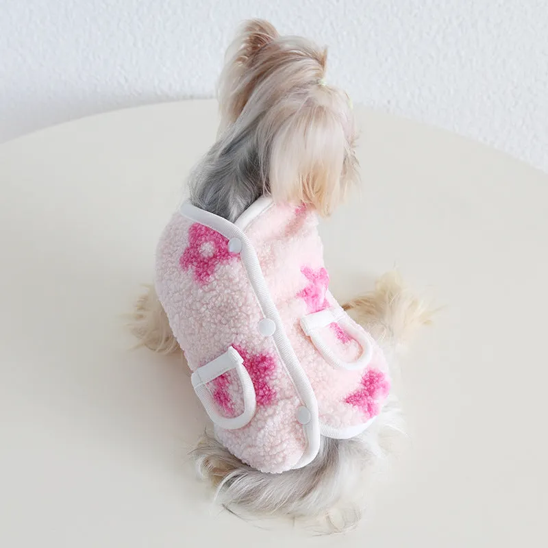 Sweet Flower Fleece Warm Dog Cat Jacket Vest