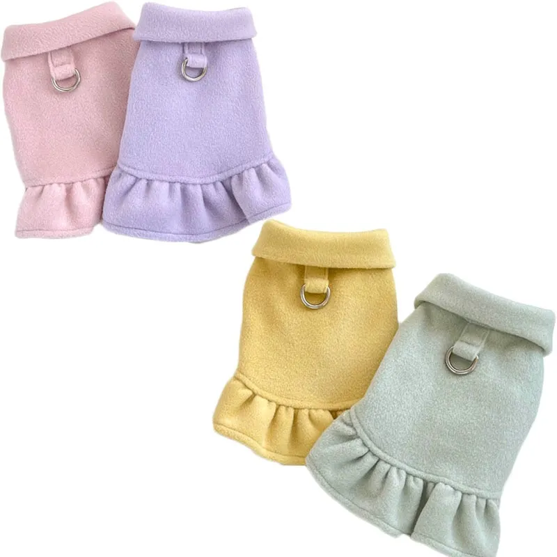 Sweet Solid Color Dog Dress Coat
