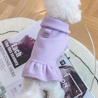 Sweet Solid Color Dog Dress Coat