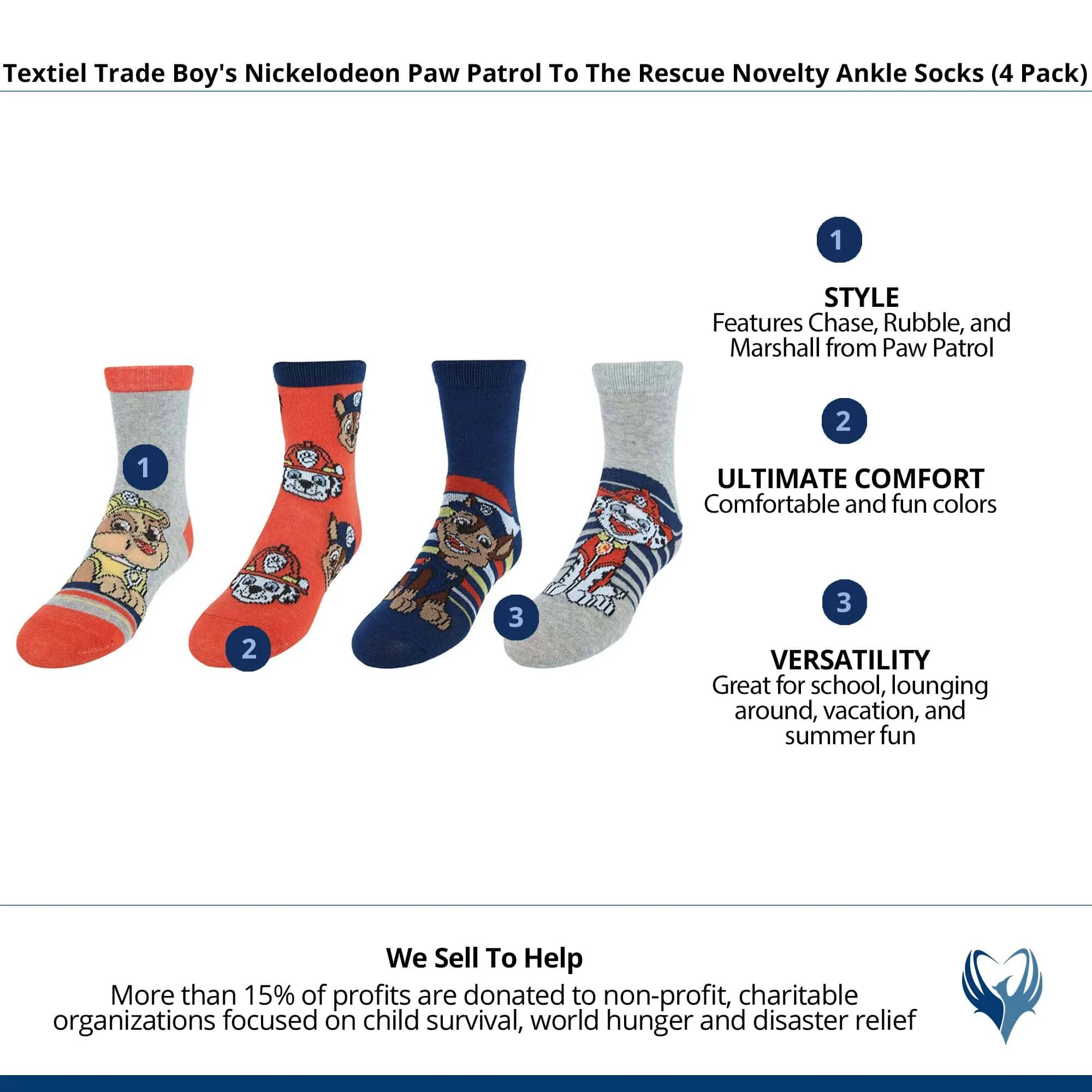 Textiel Trade Boy's Nickelodeon Paw Patrol To The Rescue Novelty Ankle Socks (4 Pack)