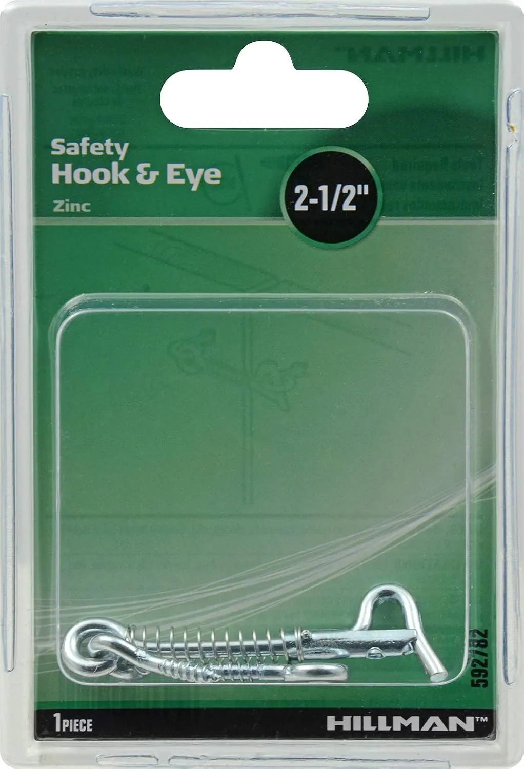 The Hillman Group 592782 Safety Hook and Eye, Zinc, 2-1/2-Inch 1-Pack